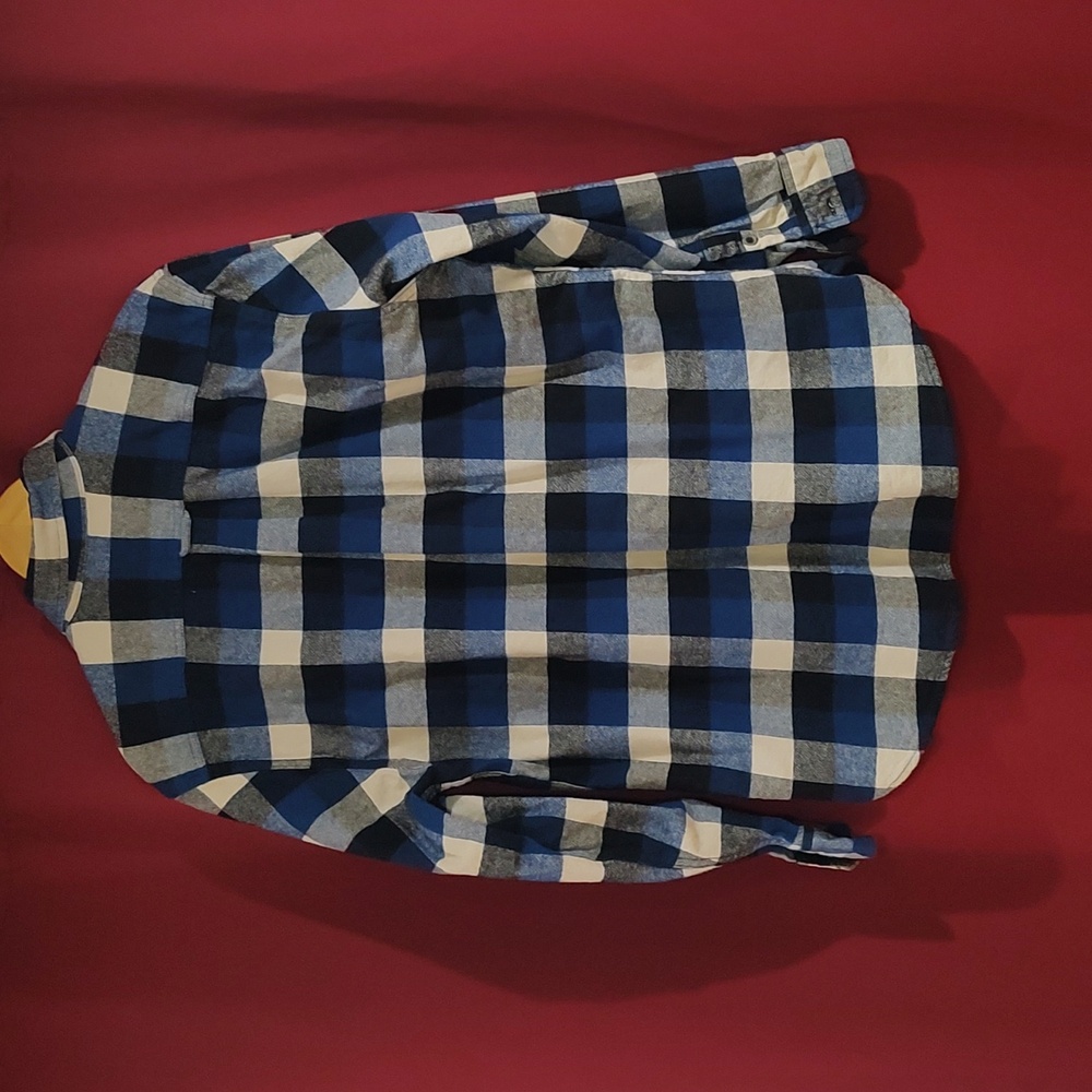 Plaid Flannel Shirt Jacket VTG JACHS 00s Blue Buffalo Shadow Plaid - Large - Picture 4 of 9